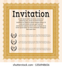 Orange Retro invitation template. With complex background. Customizable, Easy to edit and change colors. Modern design. 
