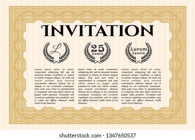 Orange Retro invitation template. Cordial design. With quality background. Customizable, Easy to edit and change colors. 