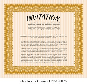 Orange Retro invitation template. Customizable, Easy to edit and change colors. Printer friendly. Artistry design. 