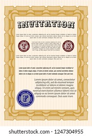 Orange Retro invitation template. Customizable, Easy to edit and change colors. With quality background. Nice design. 