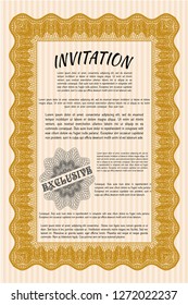 Orange Retro invitation template. Customizable, Easy to edit and change colors. Easy to print. Money design. 
