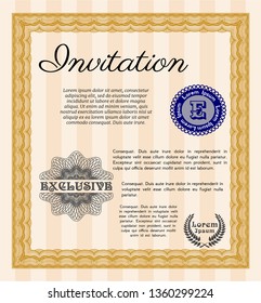 Orange Retro invitation template. Customizable, Easy to edit and change colors. Easy to print. Elegant design. 