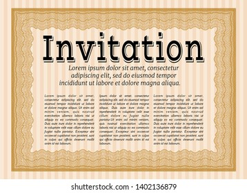 Orange Retro invitation template. Customizable, Easy to edit and change colors. With quality background. Sophisticated design. 