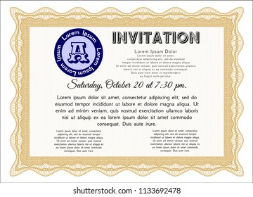 Orange Retro invitation template. Retro design. With quality background. Customizable, Easy to edit and change colors. 