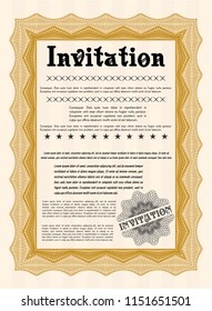 Orange Retro invitation template. Retro design. Complex background. Customizable, Easy to edit and change colors. 