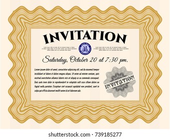 Orange Retro invitation template. Retro design. Customizable, Easy to edit and change colors. Printer friendly. 