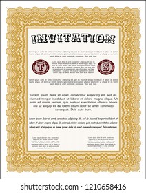 Orange Retro invitation template. Detailed. With quality background. Cordial design. 