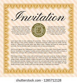 Orange Retro invitation template. Easy to print. Vector illustration. Cordial design. 