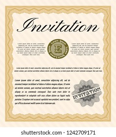 Orange Retro invitation template. Good design. With complex background. Vector illustration. 