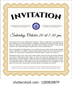 Orange Retro invitation template. With great quality guilloche pattern. Customizable, Easy to edit and change colors. Perfect design. 
