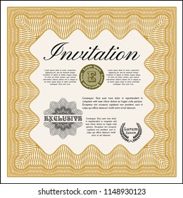 Orange Retro invitation template. With linear background. Beauty design. Customizable, Easy to edit and change colors. 