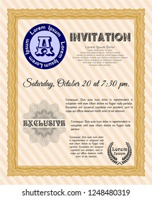 Orange Retro invitation template. With linear background. Customizable, Easy to edit and change colors. Excellent design. 