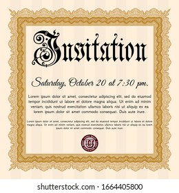 Orange Retro invitation template. With linear background. Perfect design. Customizable, Easy to edit and change colors. 