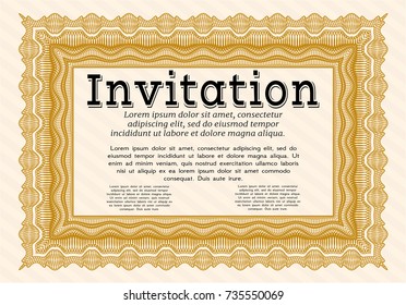 Orange Retro invitation template. Lovely design. With background. Customizable, Easy to edit and change colors. 