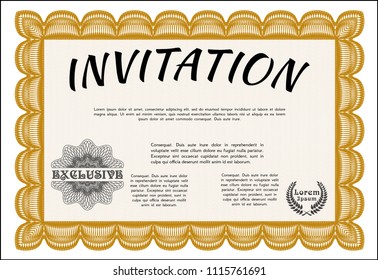 Orange Retro invitation template. Modern design. Customizable, Easy to edit and change colors. Easy to print. 