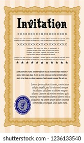 Orange Retro invitation template. Money Pattern. With background. Customizable, Easy to edit and change colors. 