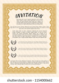 Orange Retro invitation template. Nice design. Detailed. With quality background. 