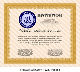 Orange Retro invitation template. Perfect design. Complex background. Detailed. 