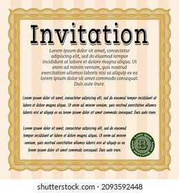 Plantilla de invitación Orange Retro. Diseño perfecto. Fácil de imprimir. Detallado. 