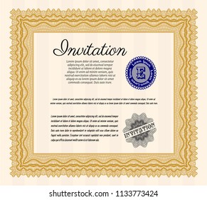 Orange Retro invitation template. Printer friendly. Vector illustration. Superior design. 