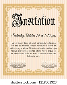 Orange Retro invitation template. Printer friendly. Detailed. Nice design. 