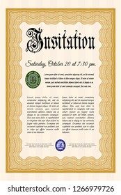 Orange Retro invitation template. Printer friendly. Vector illustration. Nice design. 