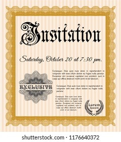 Orange Retro invitation template. With quality background. Detailed. Perfect design. 