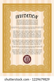 Orange Retro invitation template. With quality background. Customizable, Easy to edit and change colors. Beauty design. 
