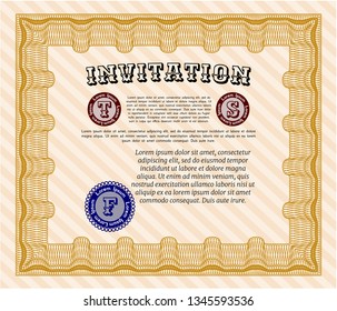 Orange Retro invitation template. With quality background. Customizable, Easy to edit and change colors. Nice design. 