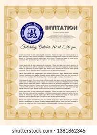 Orange Retro invitation template. With quality background. Detailed. Lovely design. 