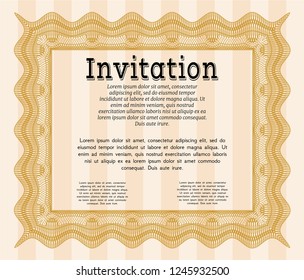 Orange Retro invitation template. Sophisticated design. Detailed. Easy to print. 