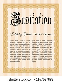 Orange Retro invitation template. Superior design. Vector illustration. Easy to print. 