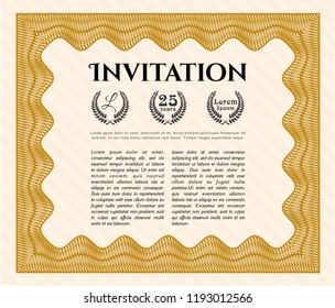 Orange Retro invitation template. Superior design. Detailed. With complex background. 