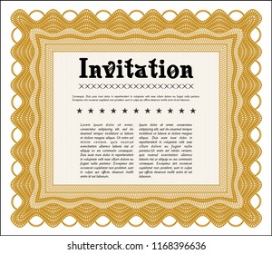 Orange Retro invitation. Vector illustration. With background. Beauty design. 