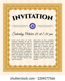 Orange Retro invitation. Vector illustration. With complex background. Sophisticated design. 