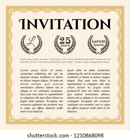 Orange Retro invitation. Vector illustration. With complex linear background. Superior design. 