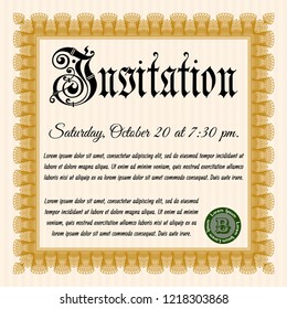 Orange Retro invitation. Vector illustration. With complex background. Retro design. 