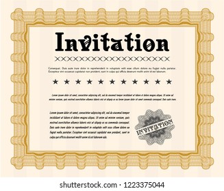 Orange Retro invitation. Vector illustration. Easy to print. Artistry design. 