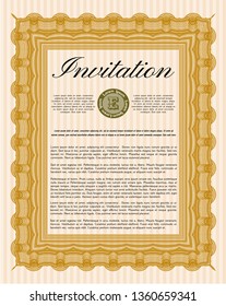 Orange Retro invitation. Vector illustration. With quality background. Perfect design. 