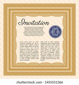 Orange Retro invitation. Vector illustration. With complex background. Money Pattern design. 