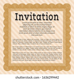 Orange Retro invitation. Vector illustration. Easy to print. Retro design. 