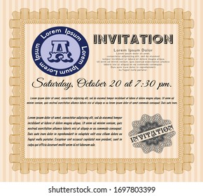 Invitación de Orange Retro. Ilustración vectorial. Fácil de imprimir. Excelente diseño. 