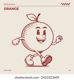 Orange Retro Mascot, cartoon mascot