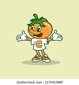 Diseño del logotipo de mascota retro naranja