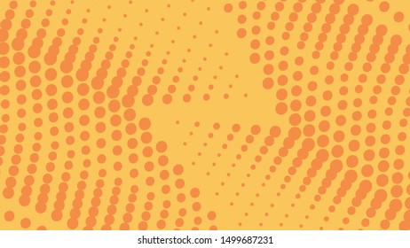 Orange retro pop art background with halftone dots