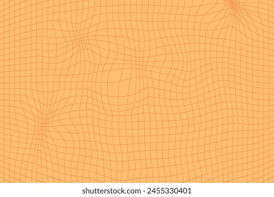 Orange retro psychedelic checkerboard pattern. Groovy funky textures.