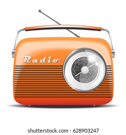 Orange Retro radio. vintage. vector illustration