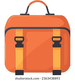 orange and retro schoolbag icon isolated