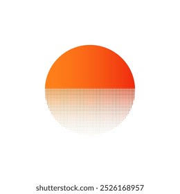 Logotipo retro naranja de la puesta del sol. Antiguo diseño vintage de la salida del sol del círculo.