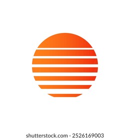 Orange retro sun sunset logo. Old vintage sun circle sunrise design.